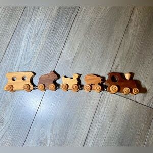 EUC Perfect Condition Handmade Waldorf Montessori Wooden Animal Train